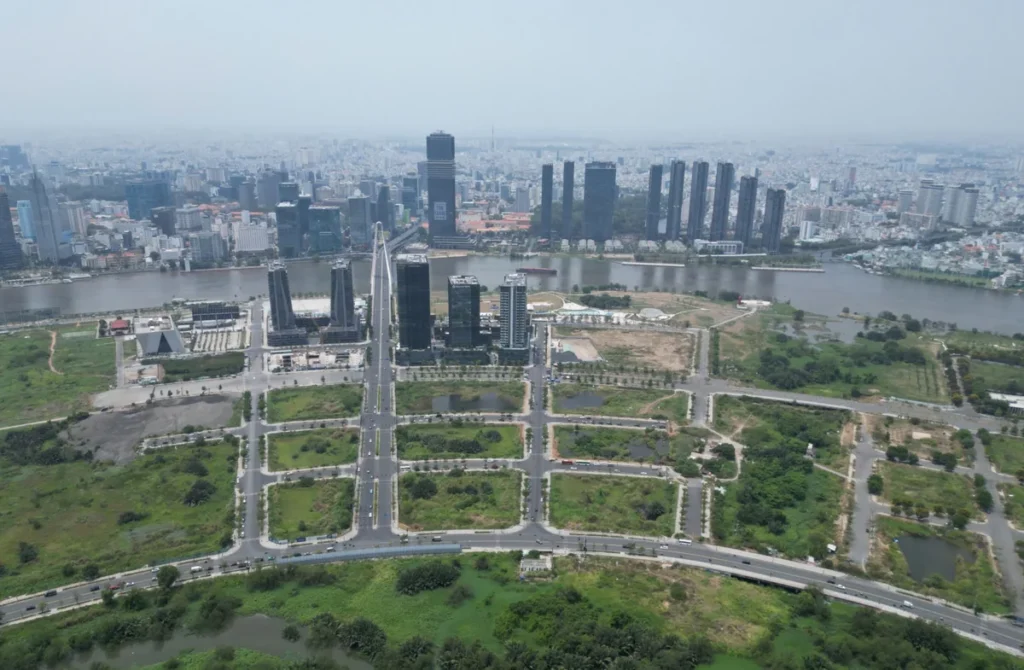 Toàn cảnh khu đô thị mới Thủ Thiêm nhìn từ trên cao.